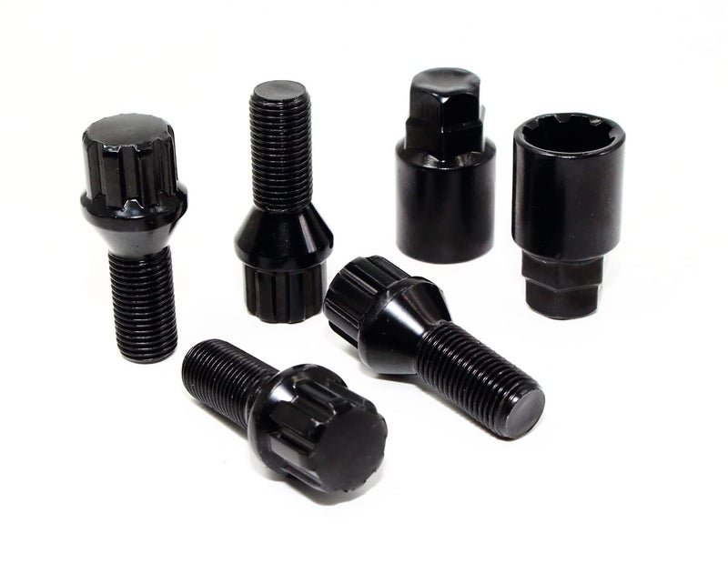 Veritek Performance Set of 4 Veritek 14x1.5mm Black Wheel Bolt Locks for Aftermarket Custom Wheels Only Conical Seat 28mm Shank w/ 2 Keys VPE-41820BKN2 - Image 1